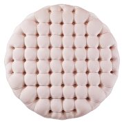 Pink finish button tufted performance velvet large round ottoman by Modway additional picture 3