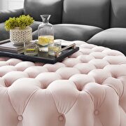 Pink finish button tufted performance velvet large round ottoman by Modway additional picture 5