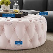Pink finish button tufted performance velvet large round ottoman by Modway additional picture 6
