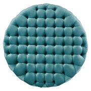 Sea blue finish button tufted performance velvet large round ottoman by Modway additional picture 3