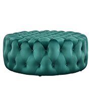 Teal finish button tufted performance velvet large round ottoman by Modway additional picture 4