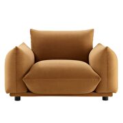 Performance velvet armchair in cognac additional photo 4 of 6