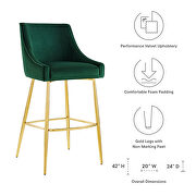 Green finish performance velvet upholstery bar stool by Modway additional picture 6