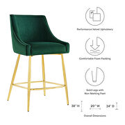 Green finish performance velvet upholstery counter stool by Modway additional picture 6