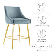 Light blue finish performance velvet upholstery counter stool by Modway additional picture 6