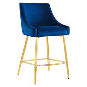 Navy finish performance velvet upholstery counter stool additional photo 2 of 7