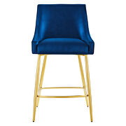 Navy finish performance velvet upholstery counter stool additional photo 3 of 7