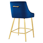 Navy finish performance velvet upholstery counter stool additional photo 5 of 7