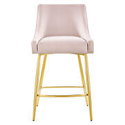 Pink finish performance velvet upholstery counter stool additional photo 3 of 7