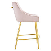 Pink finish performance velvet upholstery counter stool additional photo 4 of 7