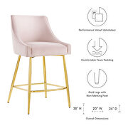 Pink finish performance velvet upholstery counter stool by Modway additional picture 6