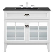 Bathroom vanity cabinet in white w/ black ceramic sink basin by Modway additional picture 5