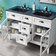Double bathroom vanity cabinet in white black additional photo 3 of 9