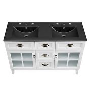 Double bathroom vanity cabinet in white black additional photo 5 of 9