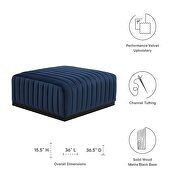 Channel tufted performance velvet ottoman in black/ midnight blue by Modway additional picture 5