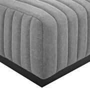 Channel tufted performance velvet ottoman in black/ light gray additional photo 2 of 4