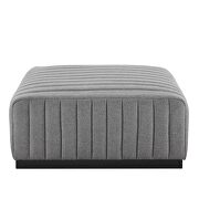 Channel tufted performance velvet ottoman in black/ light gray additional photo 3 of 4
