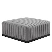 Channel tufted performance velvet ottoman in black/ light gray additional photo 4 of 4