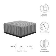 Channel tufted performance velvet ottoman in black/ light gray additional photo 5 of 4