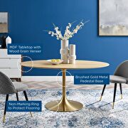 Oval wood dining table in gold natural additional photo 2 of 5