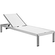 Outdoor patio aluminum chaise with cushions in silver/ beige by Modway additional picture 2