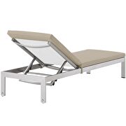 Outdoor patio aluminum chaise with cushions in silver/ beige by Modway additional picture 3
