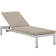Outdoor patio aluminum chaise with cushions in silver/ beige by Modway additional picture 5