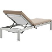Outdoor patio aluminum chaise with cushions in silver/ mocha by Modway additional picture 2