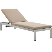 Outdoor patio aluminum chaise with cushions in silver/ mocha by Modway additional picture 3
