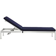 Outdoor patio aluminum chaise with cushions in silver/ navy by Modway additional picture 3