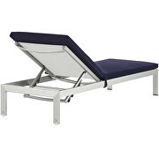Outdoor patio aluminum chaise with cushions in silver/ navy by Modway additional picture 4