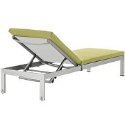 Outdoor patio aluminum chaise with cushions in silver/ peridot by Modway additional picture 2