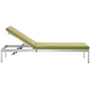 Outdoor patio aluminum chaise with cushions in silver/ peridot by Modway additional picture 3
