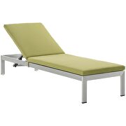 Outdoor patio aluminum chaise with cushions in silver/ peridot by Modway additional picture 4