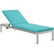 Outdoor patio aluminum chaise with cushions in silver/ turquoise by Modway additional picture 2