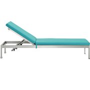 Outdoor patio aluminum chaise with cushions in silver/ turquoise by Modway additional picture 3