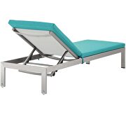 Outdoor patio aluminum chaise with cushions in silver/ turquoise by Modway additional picture 4
