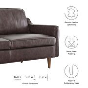 Brown finish genuine leather upholstery sofa by Modway additional picture 3