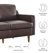Brown finish genuine leather upholstery loveseat by Modway additional picture 3