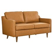Tan finish genuine leather upholstery loveseat additional photo 2 of 7