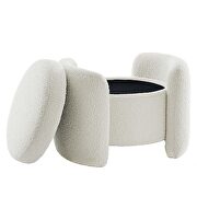 Ivory finish boucle upholstered ottoman by Modway additional picture 3