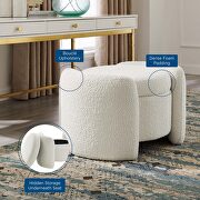 Ivory finish boucle upholstered ottoman by Modway additional picture 6