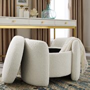 Ivory finish boucle upholstered ottoman by Modway additional picture 7