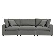 Charcoal finish overstuffed outdoor patio sofa additional photo 2 of 11