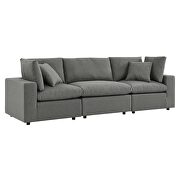 Charcoal finish overstuffed outdoor patio sofa additional photo 3 of 11