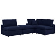 Navy finish 4-piece sunbrella® outdoor patio sectional modular sofa by Modway additional picture 7