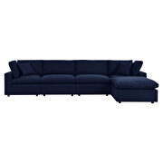 Navy finish 5-piece sunbrella® outdoor patio sectional modular sofa by Modway additional picture 2