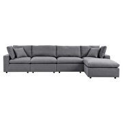 Gray finish 5-piece sunbrella® outdoor patio sectional modular sofa by Modway additional picture 2