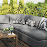 5-piece outdoor patio sectional modular sofa in charcoal by Modway additional picture 10