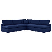 5-piece sunbrella® outdoor patio sectional modular sofa in navy by Modway additional picture 2